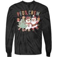 Retro Peds Crew Christmas Pediatric Nurse Nursing Group Tie-Dye Long Sleeve Shirt