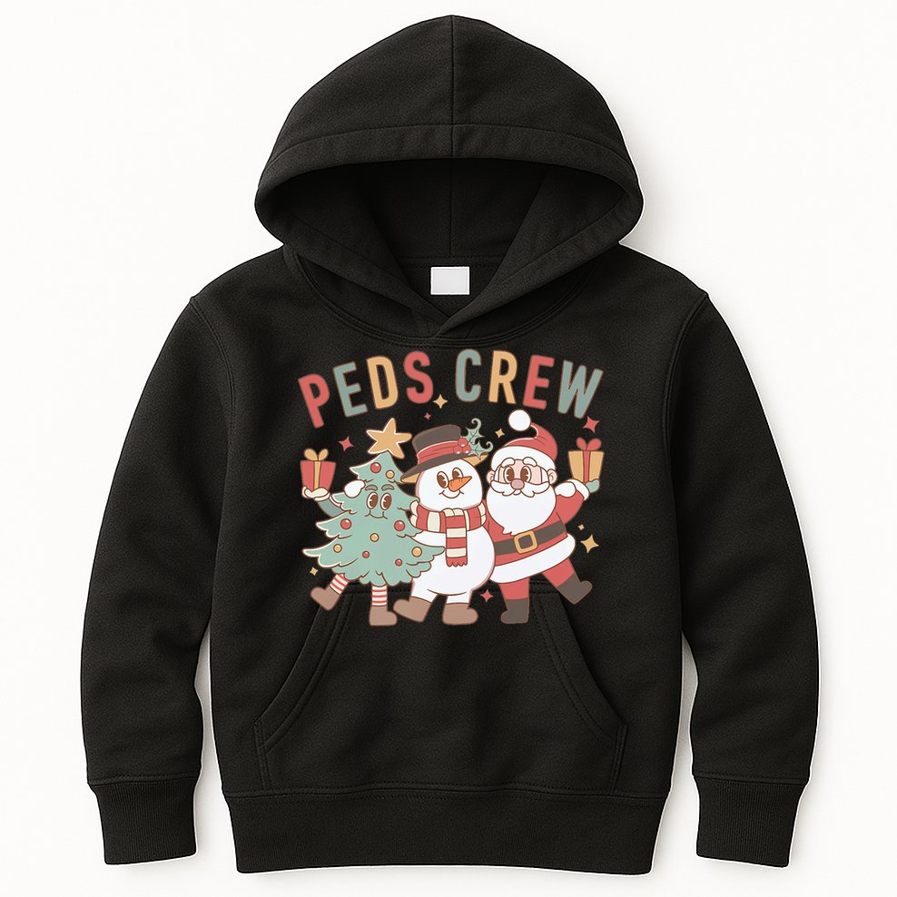 Retro Peds Crew Christmas Pediatric Nurse Nursing Group Kids Hoodie
