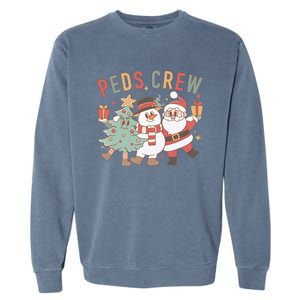 Retro Peds Crew Christmas Pediatric Nurse Nursing Group Garment-Dyed Sweatshirt