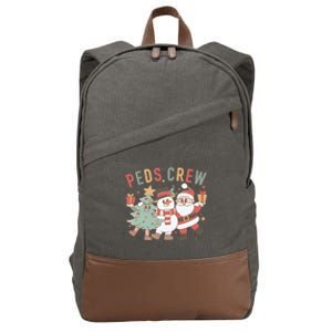 Retro Peds Crew Christmas Pediatric Nurse Nursing Group Cotton Canvas Backpack