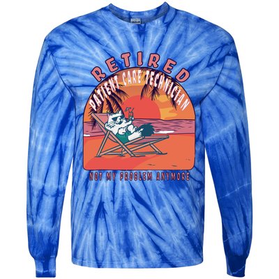 Retired Patient Care Technician Funny Vintage Retiret Gift Tie-Dye Long Sleeve Shirt