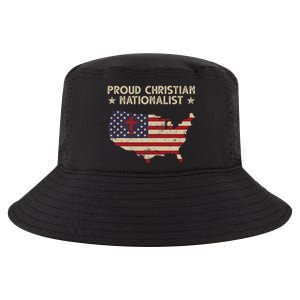 Retro Proud Christian Nationalist American Flag Faith Cross Cool Comfort Performance Bucket Hat