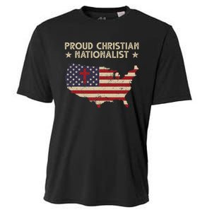 Retro Proud Christian Nationalist American Flag Faith Cross Cooling Performance Crew T-Shirt