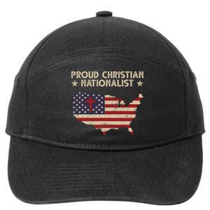 Retro Proud Christian Nationalist American Flag Faith Cross 7-Panel Snapback Hat