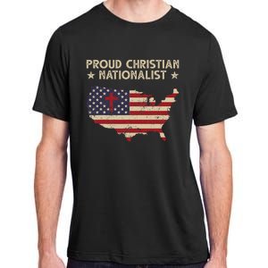 Retro Proud Christian Nationalist American Flag Faith Cross Adult ChromaSoft Performance T-Shirt