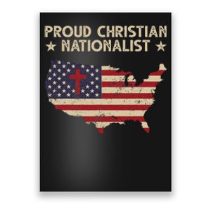 Retro Proud Christian Nationalist American Flag Faith Cross Poster