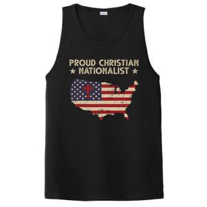 Retro Proud Christian Nationalist American Flag Faith Cross PosiCharge Competitor Tank