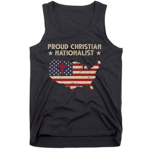 Retro Proud Christian Nationalist American Flag Faith Cross Tank Top