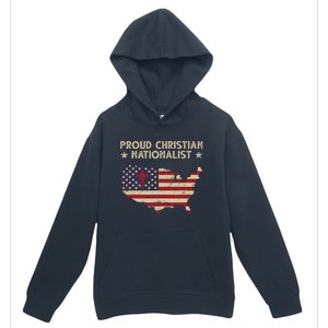 Retro Proud Christian Nationalist American Flag Faith Cross Urban Pullover Hoodie