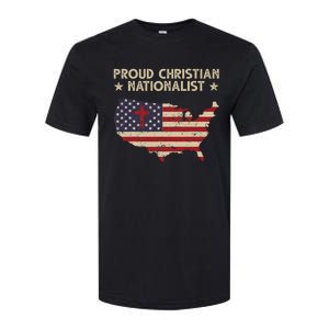 Retro Proud Christian Nationalist American Flag Faith Cross Softstyle CVC T-Shirt