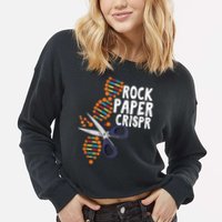 Rock Paper Crispr DNA Biologist Genetic Engineering Science Cropped Pullover Crew