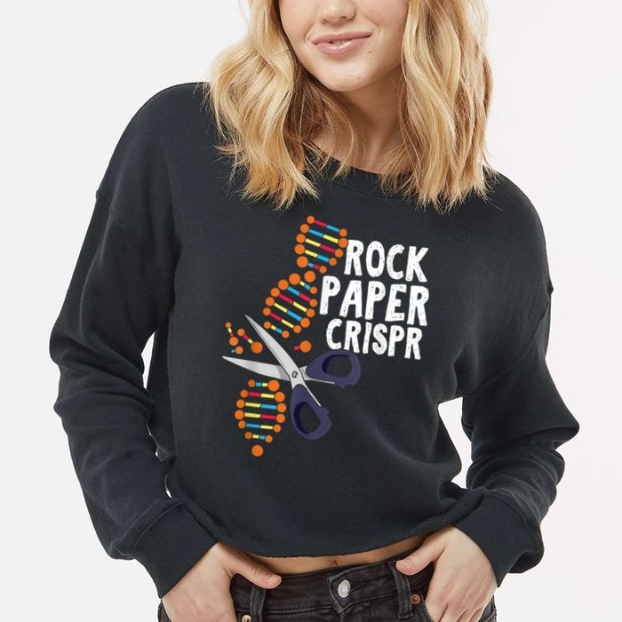Rock Paper Crispr DNA Biologist Genetic Engineering Science Cropped Pullover Crew