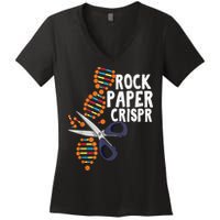 Rock Paper Crispr DNA Biologist Genetic Engineering Science Women's V-Neck T-Shirt