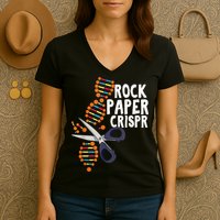 Rock Paper Crispr DNA Biologist Genetic Engineering Science Women's V-Neck T-Shirt
