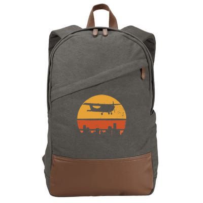 Retro Pilot C172 Flying Gift Cotton Canvas Backpack