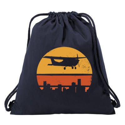 Retro Pilot C172 Flying Gift Drawstring Bag