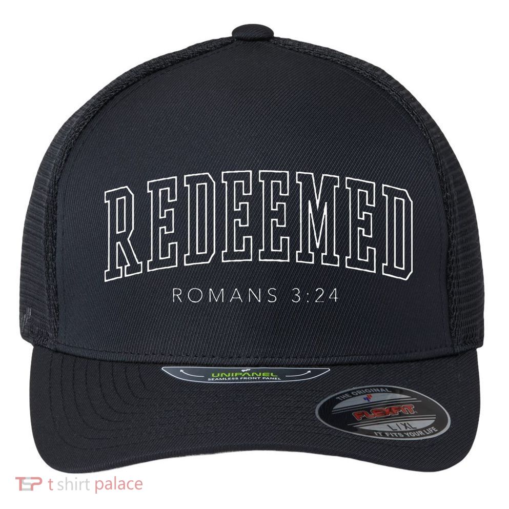 Redeemed Preppy Christian Aesthetic Flexfit Unipanel Trucker Cap