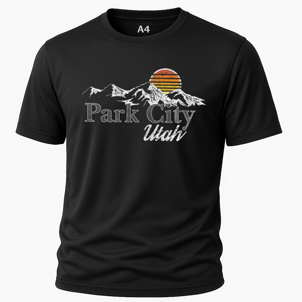 Retro Park City Utah Mountain Cooling Performance Crew T-Shirt