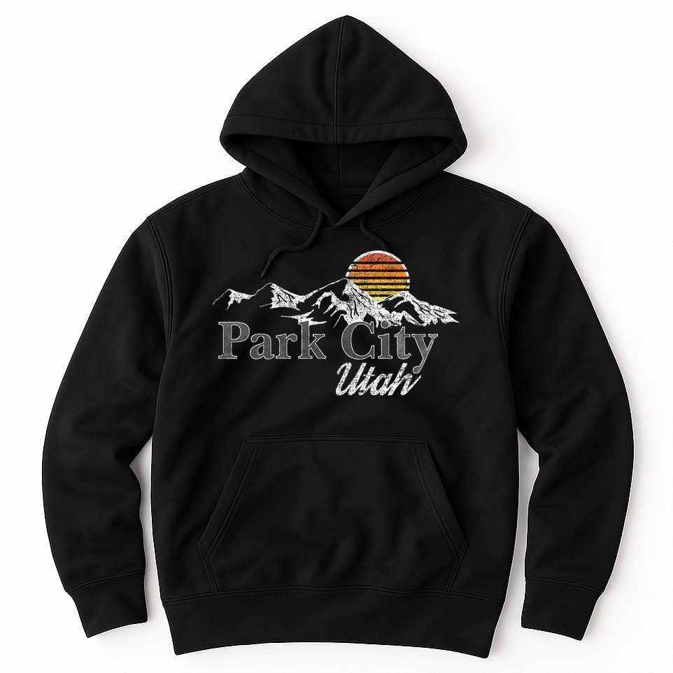 Retro Park City Utah Mountain Hoodie