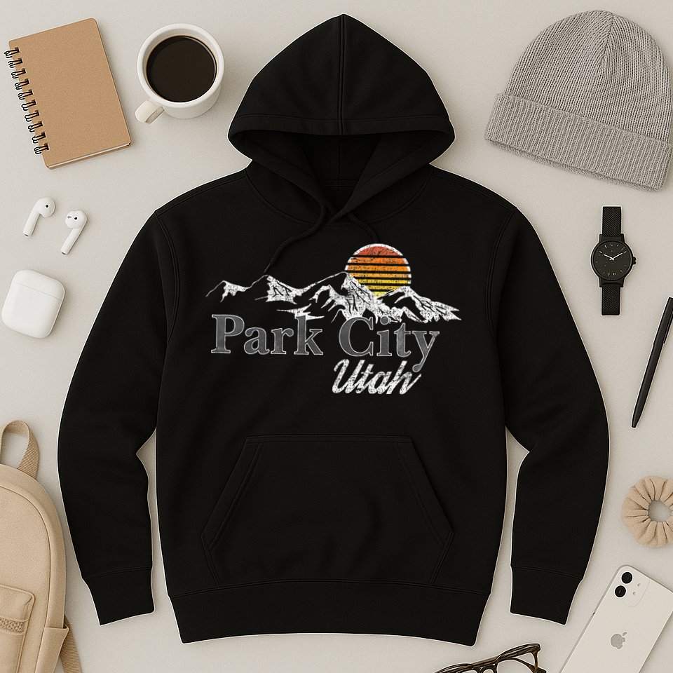Retro Park City Utah Mountain Hoodie