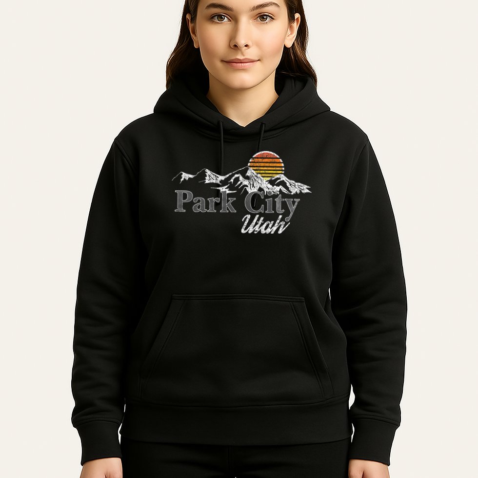 Retro Park City Utah Mountain Hoodie