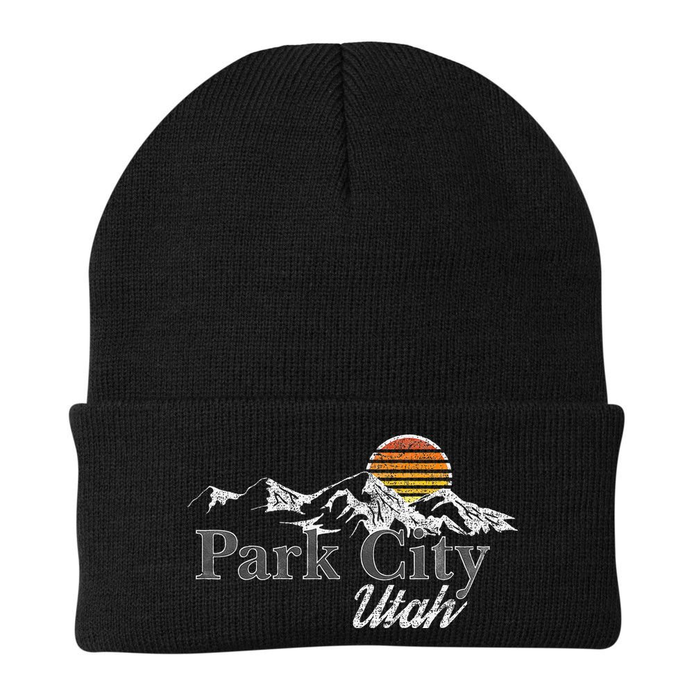 Retro Park City Utah Mountain Beanie