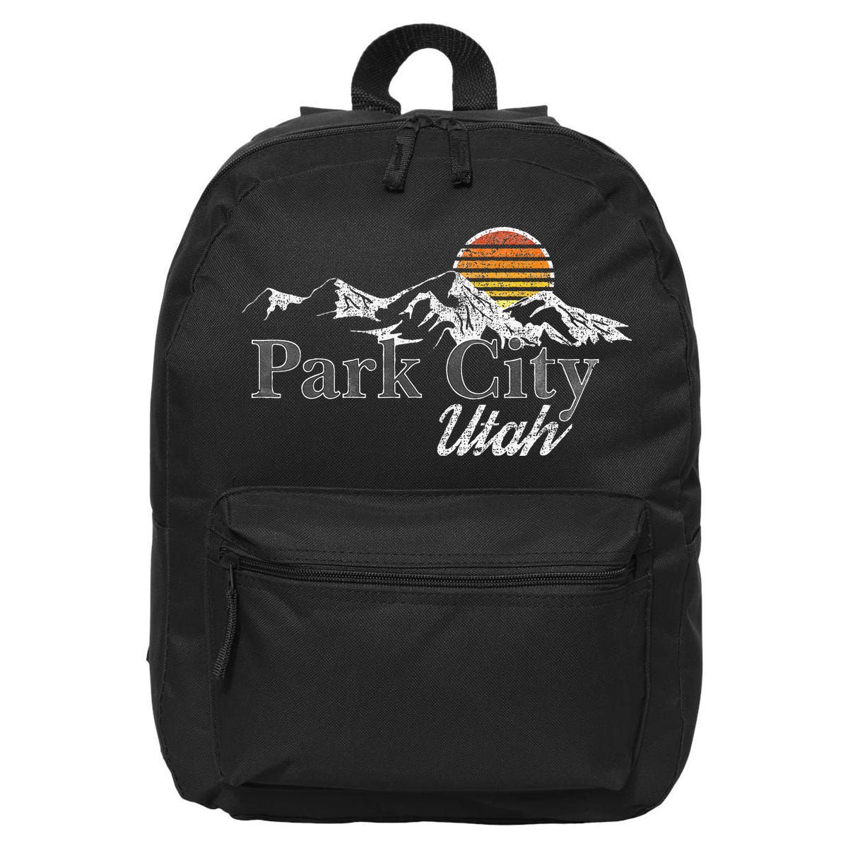 Retro Park City Utah Mountain 16 in Basic Backpack