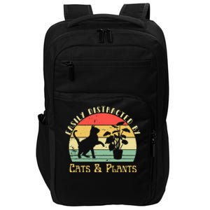 Retro Pet Cat Plant Lover Easily Distracted By Plants & Cats Impact Tech Backpack