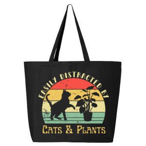 Retro Pet Cat Plant Lover Easily Distracted By Plants & Cats 25L Jumbo Tote