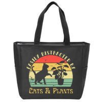 Retro Pet Cat Plant Lover Easily Distracted By Plants & Cats Zip Tote Bag