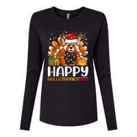 Red Panda Christmas Lights Santa Hat Pajamas Gift Womens Cotton Relaxed Long Sleeve T-Shirt