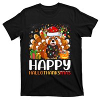 Red Panda Christmas Lights Santa Hat Pajamas Gift T-Shirt