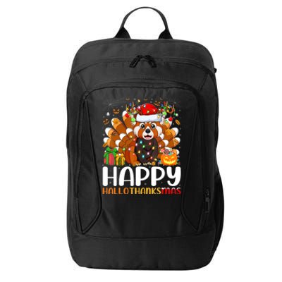 Red Panda Christmas Lights Santa Hat Pajamas Gift City Backpack