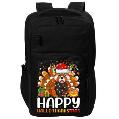 Red Panda Christmas Lights Santa Hat Pajamas Gift Impact Tech Backpack