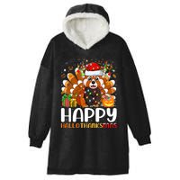 Red Panda Christmas Lights Santa Hat Pajamas Gift Hooded Wearable Blanket