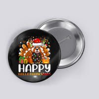 Red Panda Christmas Lights Santa Hat Pajamas Gift Button