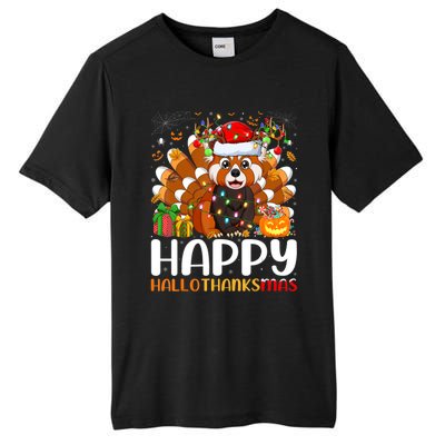 Red Panda Christmas Lights Santa Hat Pajamas Gift Tall Fusion ChromaSoft Performance T-Shirt