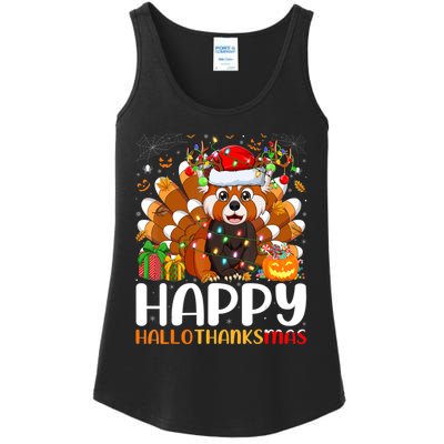 Red Panda Christmas Lights Santa Hat Pajamas Gift Ladies Essential Tank