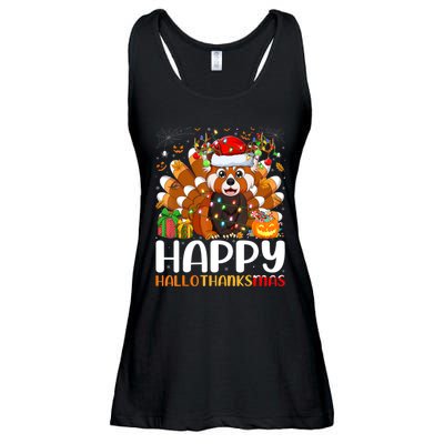 Red Panda Christmas Lights Santa Hat Pajamas Gift Ladies Essential Flowy Tank