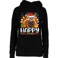 Red Panda Christmas Lights Santa Hat Pajamas Gift Womens Funnel Neck Pullover Hood