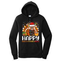 Red Panda Christmas Lights Santa Hat Pajamas Gift Women's Pullover Hoodie