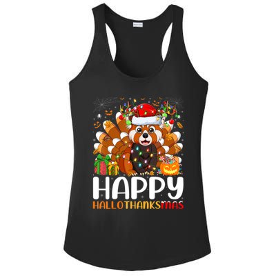 Red Panda Christmas Lights Santa Hat Pajamas Gift Ladies PosiCharge Competitor Racerback Tank