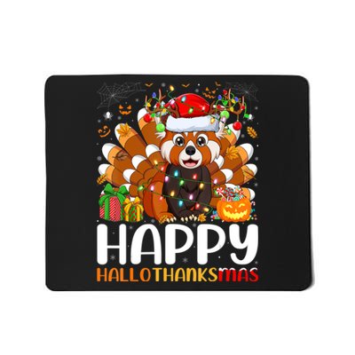 Red Panda Christmas Lights Santa Hat Pajamas Gift Mousepad