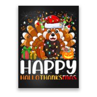 Red Panda Christmas Lights Santa Hat Pajamas Gift Poster