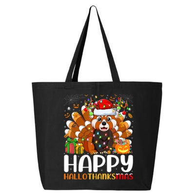 Red Panda Christmas Lights Santa Hat Pajamas Gift 25L Jumbo Tote