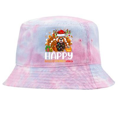 Red Panda Christmas Lights Santa Hat Pajamas Gift Tie-Dyed Bucket Hat