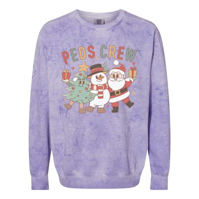 Retro Peds Crew Christmas Pediatric Nurse Nursing Group Gift Colorblast Crewneck Sweatshirt