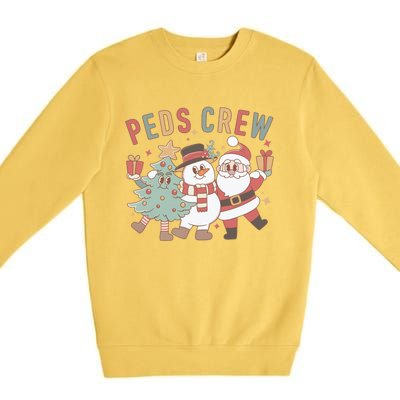 Retro Peds Crew Christmas Pediatric Nurse Nursing Group Gift Premium Crewneck Sweatshirt