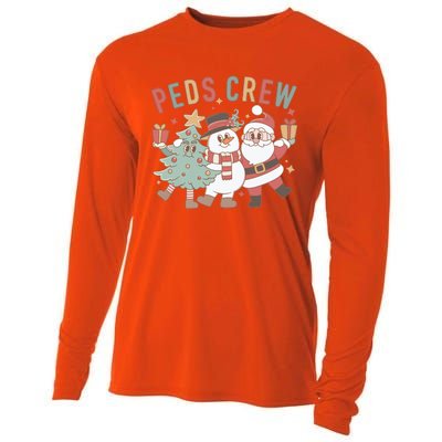 Retro Peds Crew Christmas Pediatric Nurse Nursing Group Gift Cooling Performance Long Sleeve Crew