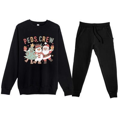 Retro Peds Crew Christmas Pediatric Nurse Nursing Group Gift Premium Crewneck Sweatsuit Set